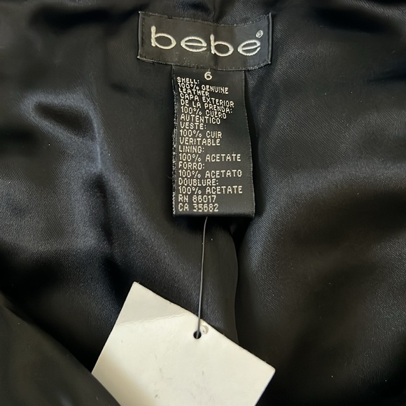 Bebe Genuine Leather Lamb Disco Biker Black Pants - Picture 6 of 10